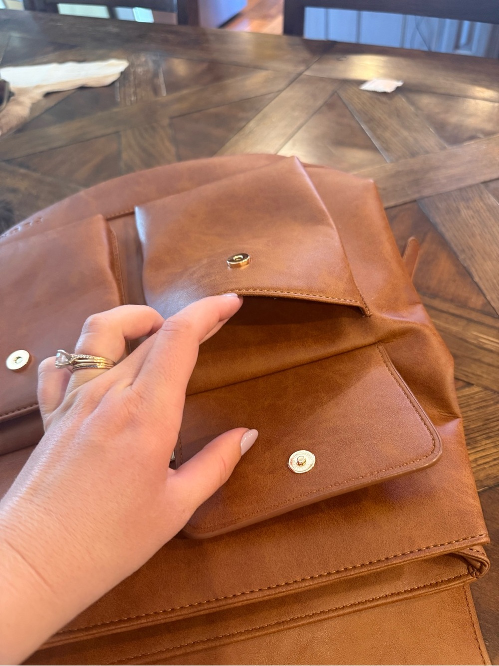 Tan Leather-Style Backpack - Picture 5 of 8